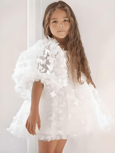Princess Lace Butterfly Tutu Puff Sleeve Dress -, Baby & Toddler Dresses , Drestiny , 10T, 12M, 12T, 18M, 2T, 3T, 5T, 7T, Australia, Canada, Dresses, Girls, Pink, Short Sleeves, TD, United Kingdom, United States, White , Drestiny , www.shopdrestiny.com